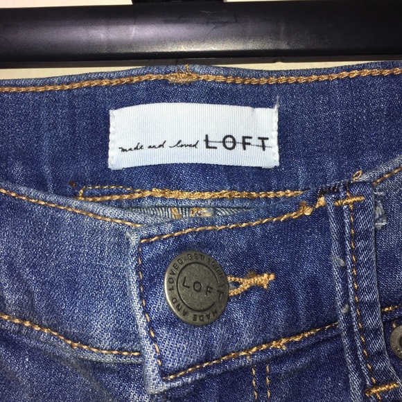 Loft Made and Love Jeans Two Tone patch work Blue Raw Hem. Size 26/2 - Picture 5 of 16